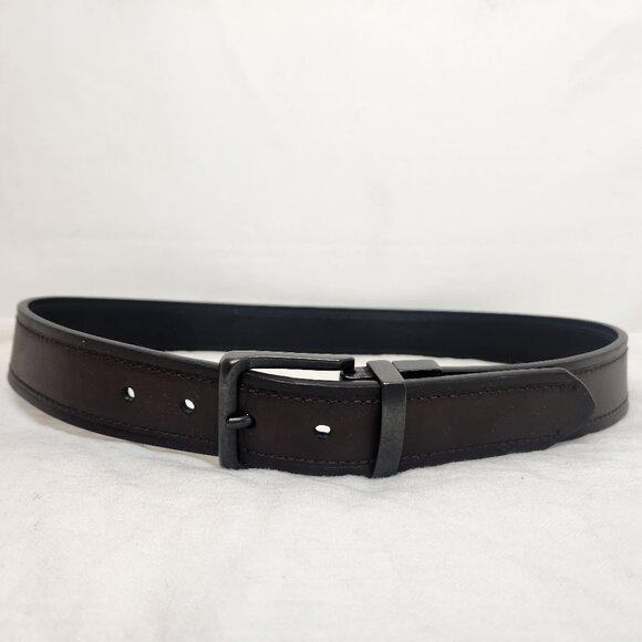 Levis 34 Mens Faux Leather Belt Brown Black Business Causal - Picture 1 of 5